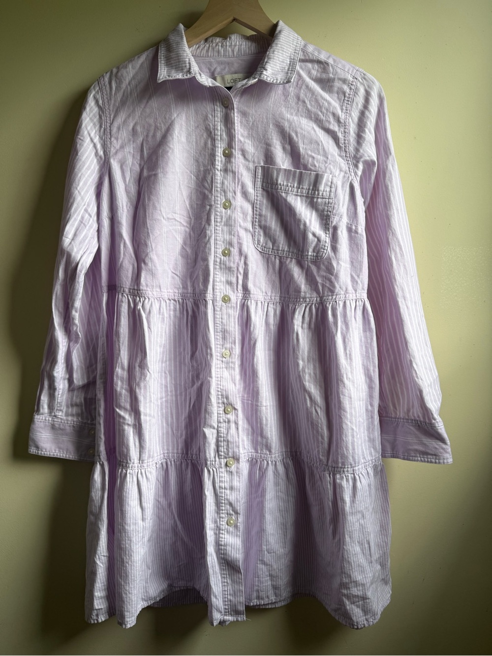 LOFT Tiered Button Down Shirt Dress